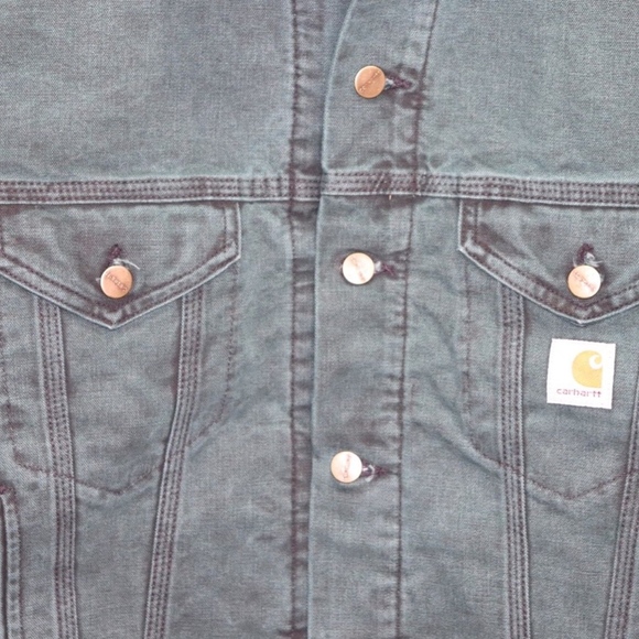 Vintage New Carhartt Stone Wash Denim Jacket Green - Picture 3 of 6